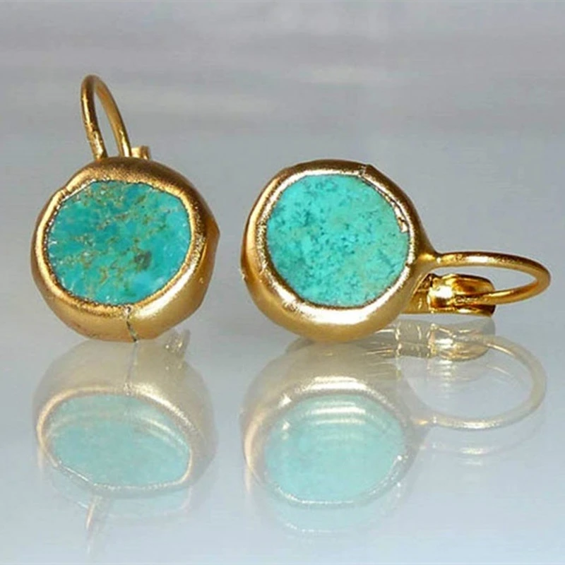 Gold Earrings with Turquoise